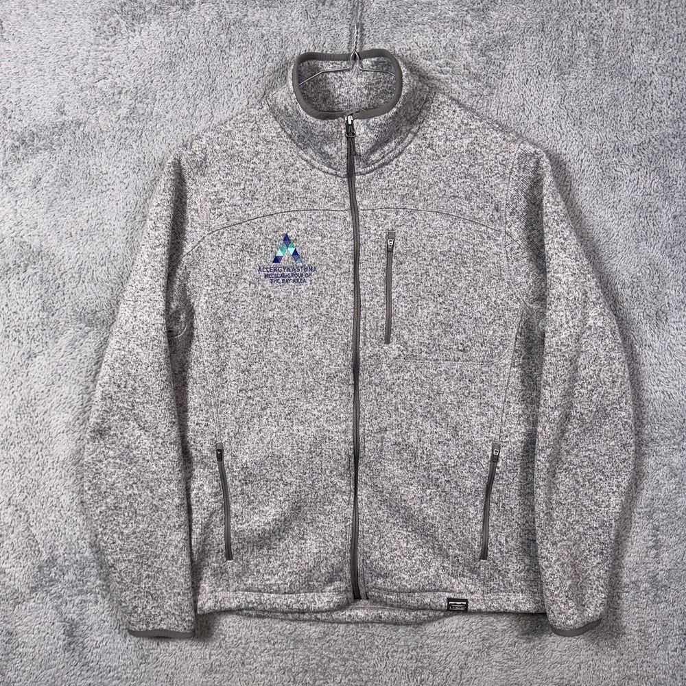 LL‎ Bean Sweater Fleece Full Zip Jacket Men's L Reg Slightly Fitted Tech Heather